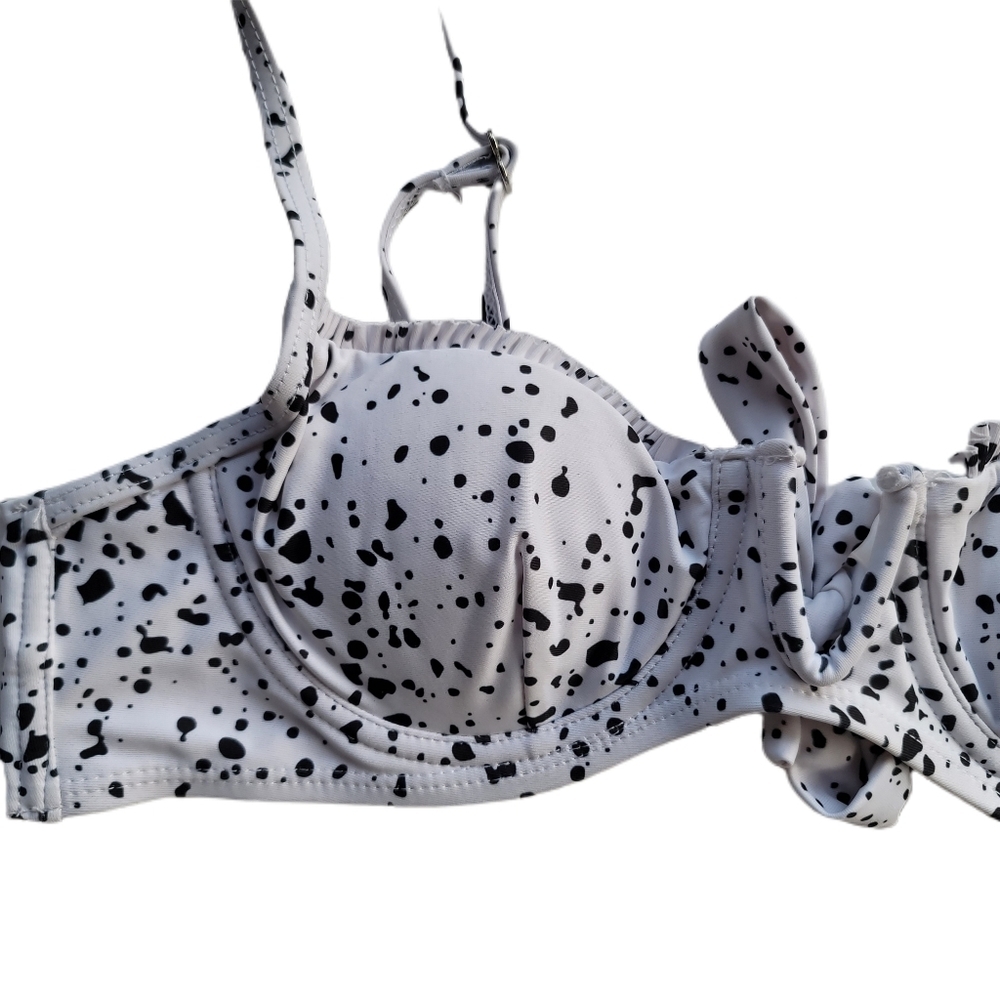 Shein Bikini Top M Medium White Black Underwire - Picture 2 of 7
